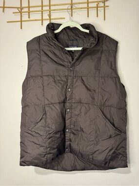 Lands End Puffer Vest Navy Blue Goose Down Quilted
